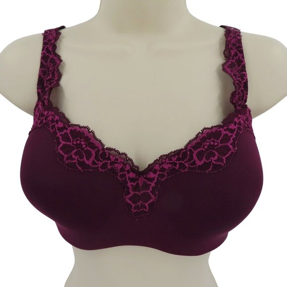 Le Mystere 32E 32DD US Bra Lace Tisha Purple Lace Trim Underwire Balconette - Picture 1 of 14